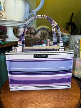 Vintage kate spade Purple and Lavender Striped Canvas Tote
